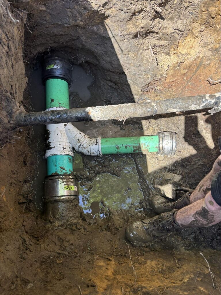 Patriot Trenchless installs a new sewer line during traditional sewer excavation in Illinois.